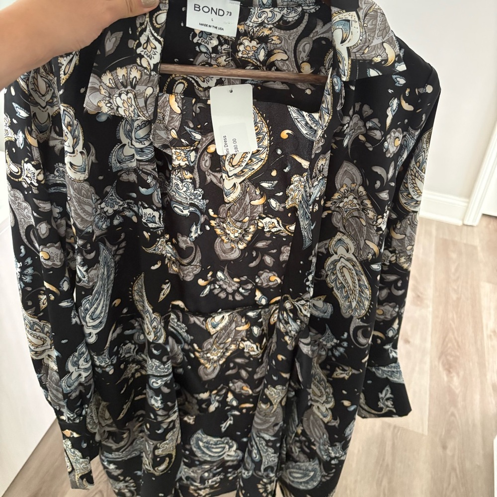 Women's Black Paisley Mini Dress